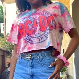 SOLD!!💥💒CROPPED AC/DC TIEDYE T-SHIRT💒